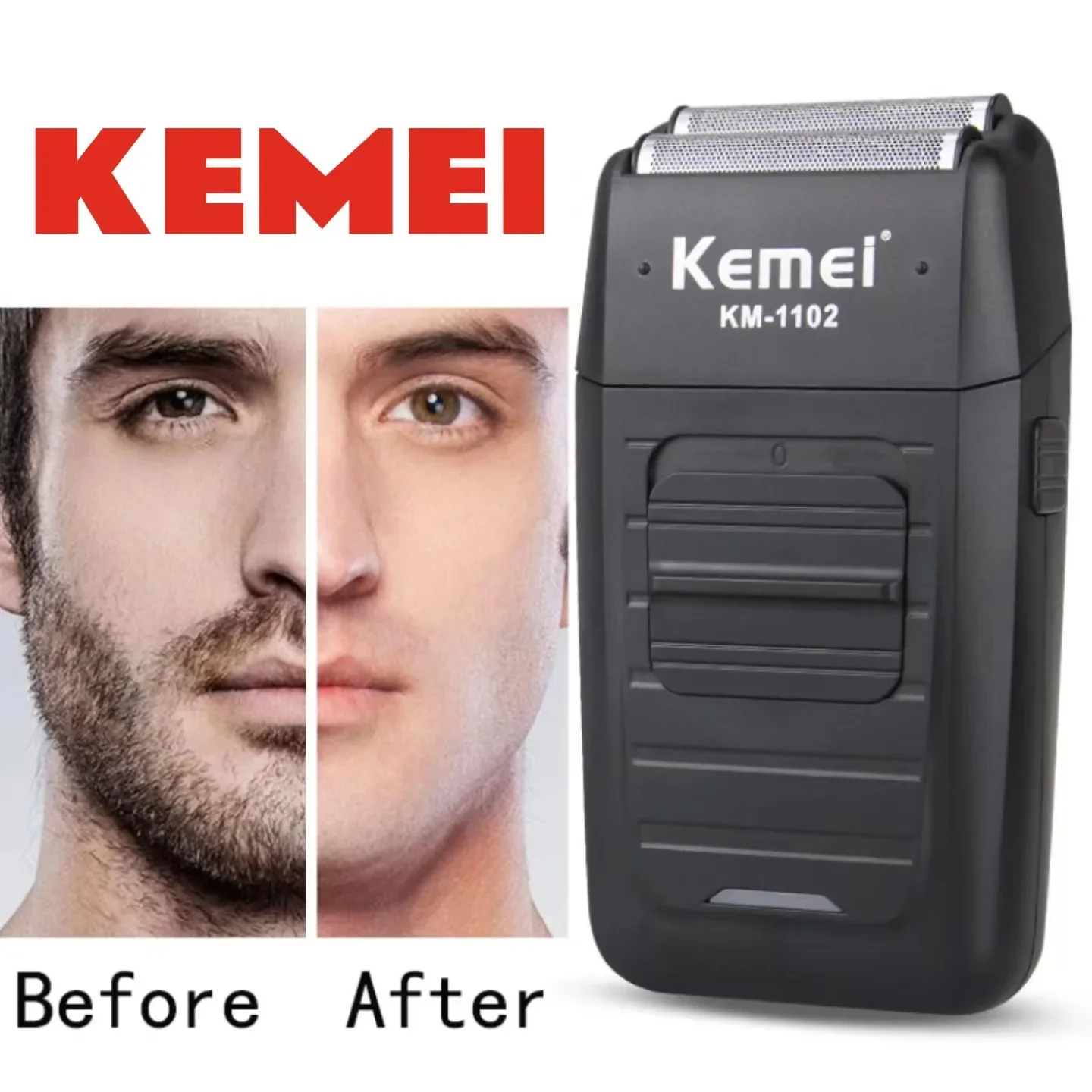 Barbeador Kemei Km-1102 Preto 110V/240V: Um Toque