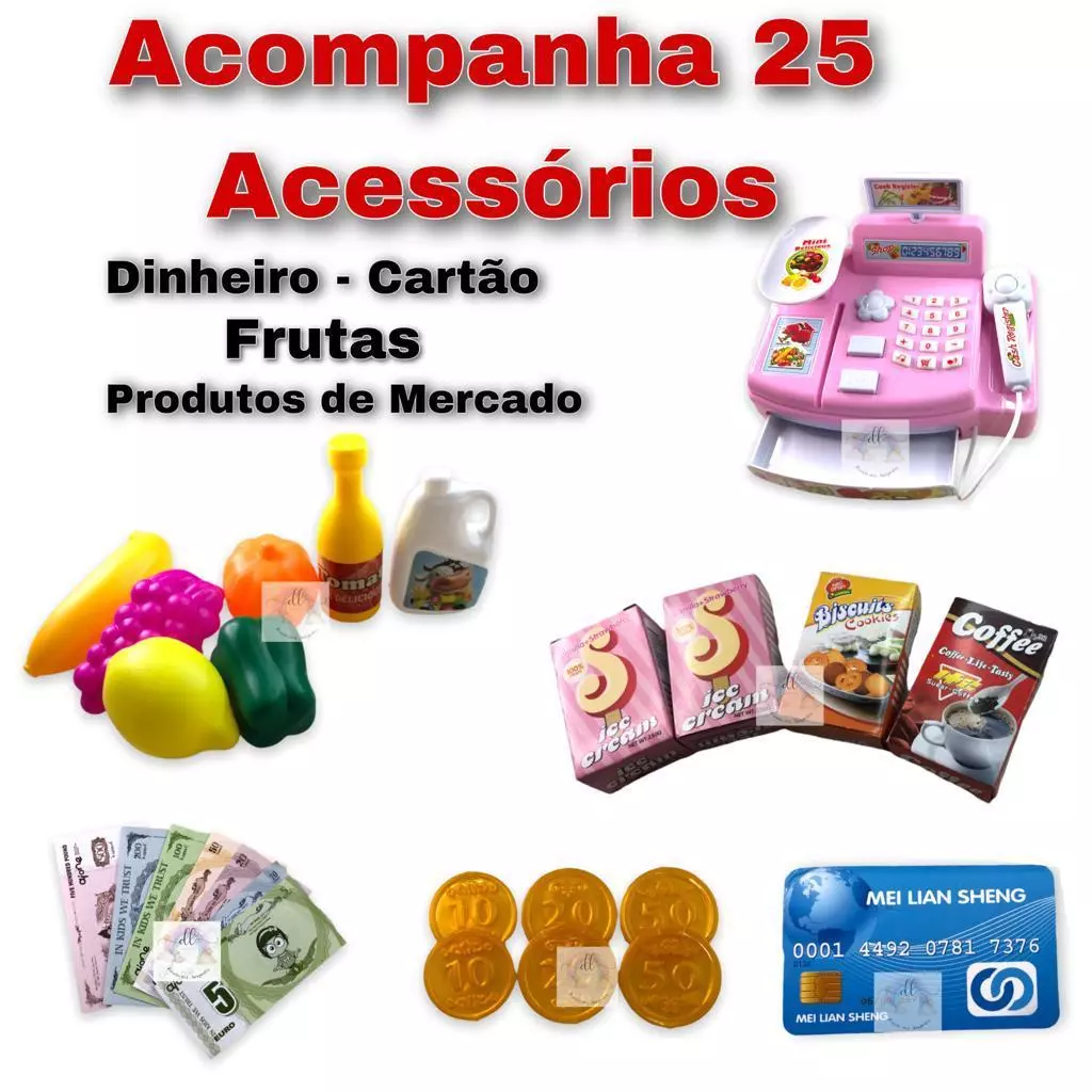 Caixa Registradora Maquina Brinquedo Infantil Som Acessorios